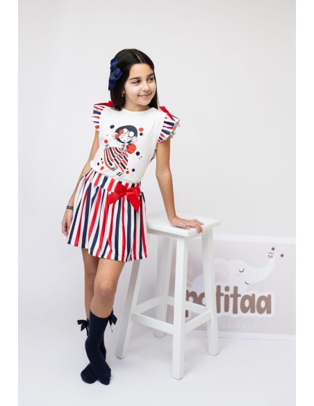 Conjunto Falda Rayas Muñeca Sailor