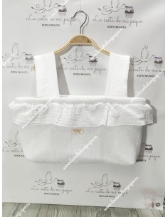 Bolso Minibag Cremallera Bambula Blanca Volante