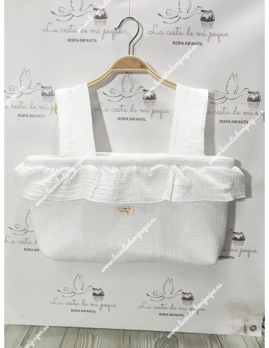 Bolso Minibag Cremallera Bambula Blanca Volante