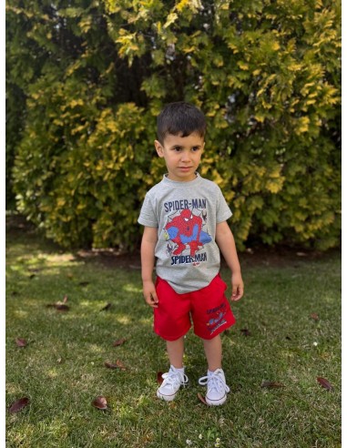 Conjunto Bermuda Spiderman Gris-Rojo