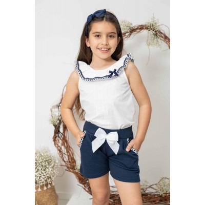 Conjunto Blusa y Short Blanco-Marino