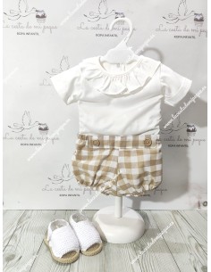 Pololo Unisex Vichy Beige Botones 2