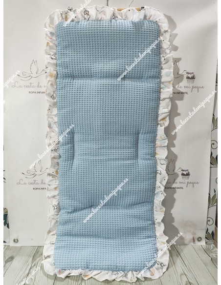 Funda Universal Waffle Azul Claro con Volante a todo alrededor con tejido de elefantes Rainbow