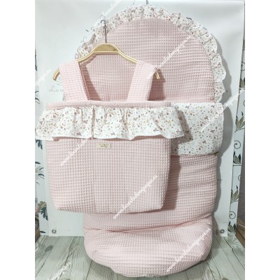 Pack Bolso y Saco Universal Waffle Rosa Combi Flores y...