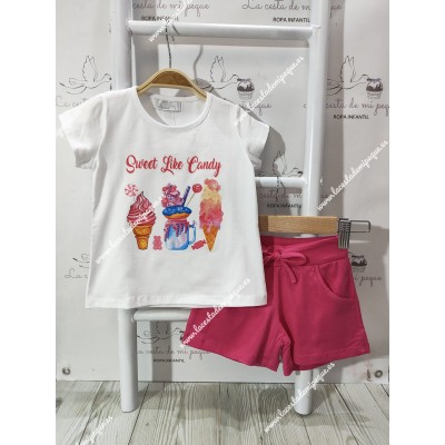Conjunto Short Helados Fucsia