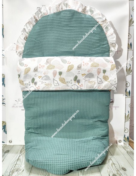 Saco Universal Waffle Verde Jade Combi Elefantes