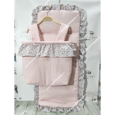 Bolso Cremallera y Funda Universal Waffle Rosa Volante...