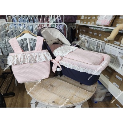 Pack Bolso, Cubrecapazo y Saco Desmontable Waffle Rosa...