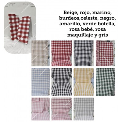 Funda Cubre Arnés Universal Vichy Cuadro Mediano Colores