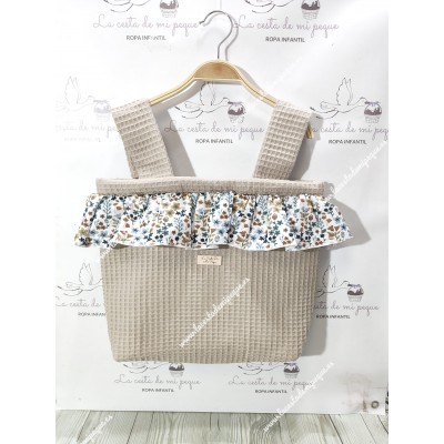 Bolso Pocket Cremallera Waffle Camel Volante Flores...