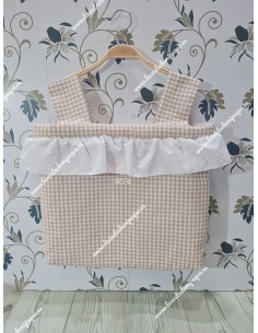 Bolso Pocket Vichy Beige Pequeño Volantito plumeti blanco