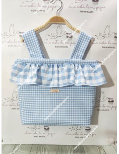 Bolso Pocket Vichy Celeste Pequeño Volantito combi