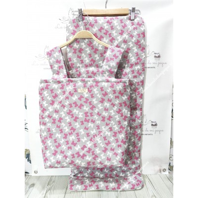 Bolso Panera Cremallera y Funda Universal Gris Mariposas...
