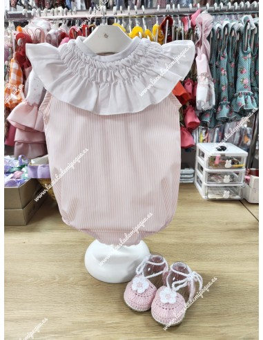 Pelele Rayas Rosa Cuello París