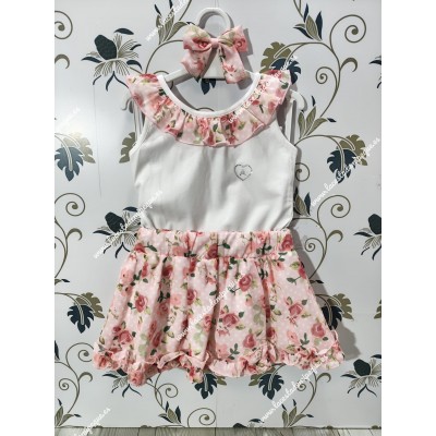 Conjunto Falda Gasa Floral Lunares Alma