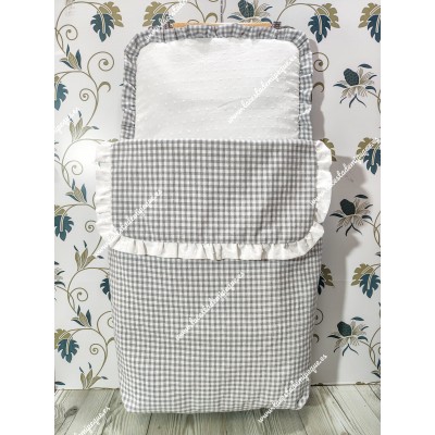 Saco Capazo Desmontable Vichy Gris Cuadros-P y Plumeti