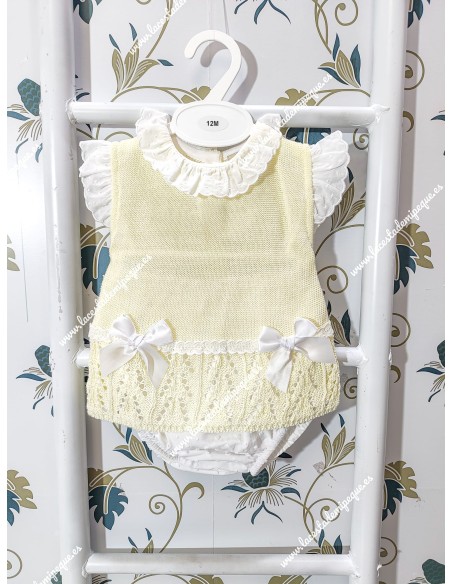 Conjunto Hilo Amarillo-Blanco Plumeti