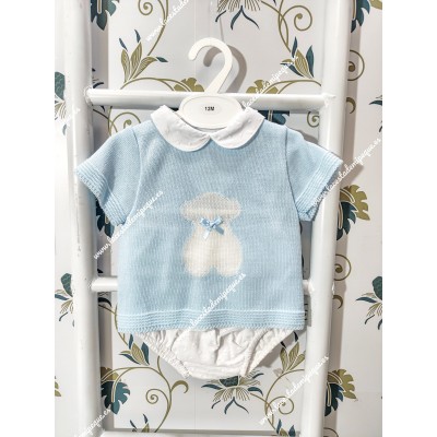 Conjunto Hilo Osito Celeste-Blanco