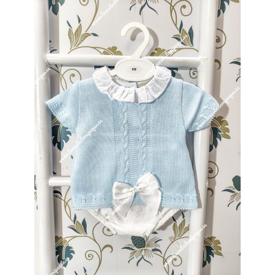 Conjunto Hilo Celeste-Blanco Plumeti