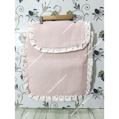 Colcha Capazo Universal Waffle Rosa Volante Flores y...