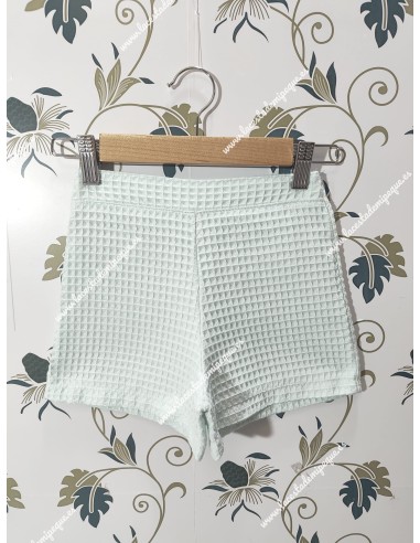 Pantalón Corto Waffle Verde Agua