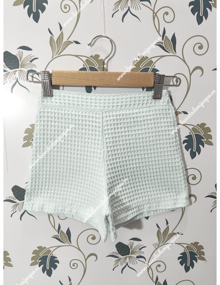 Pantalón Corto Waffle Verde Agua