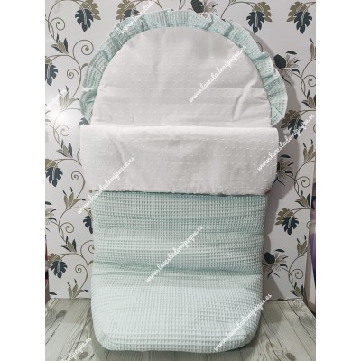 Saco Universal Waffle Verde Agua Combi Plumeti Blanco Mixto