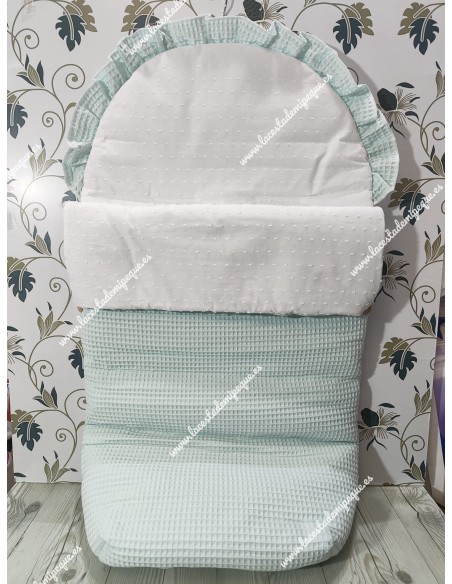 Saco Universal Waffle Verde Agua Combi Plumeti Blanco