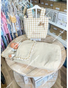 Bolso Pocket Vichy Beige Mediano 2
