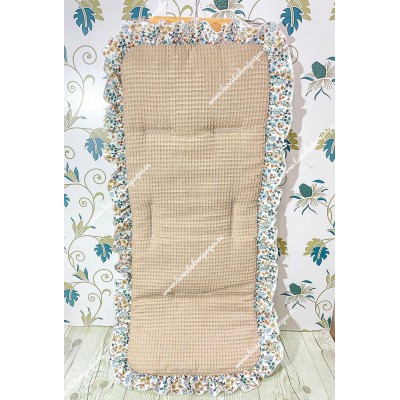 Funda Universal Waffle Camel Volante Flores Otoñales Celeste
