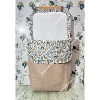 Saco Capazo Desmontable Waffle Camel, Flores Otoñales-C y...