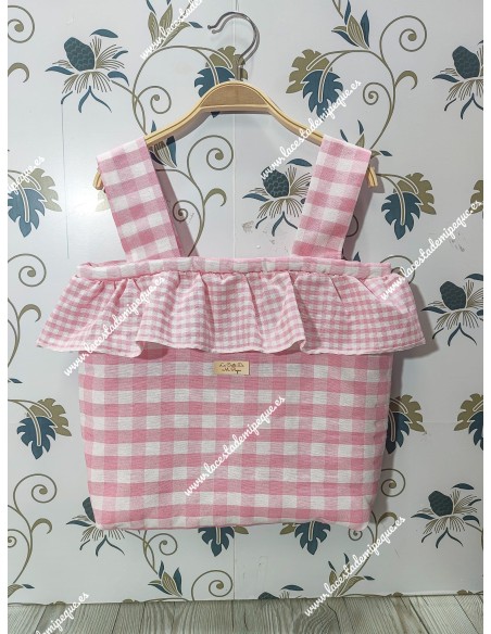 Bolso Pocket Vichy Rosa mediano Combi Volantito