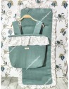Bolso pocket volante Cremallera y Funda Universal volante entero Waffle Verde Jade y flores