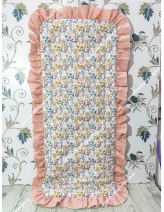 Funda Universal Flores Otoñales Rosa Volante alrededor en bambula Rosa empolvado