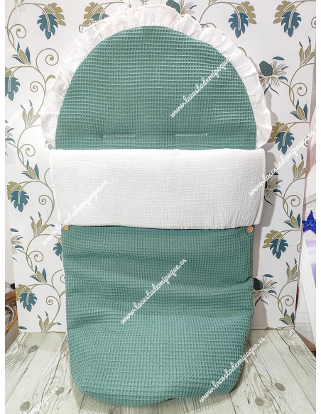 Saco Universal Waffle Verde Jade Combi bambula blanca