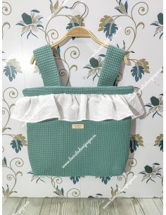 Pack Bolso y Saco Universal Waffle Verde Jade Combi bambula blanca 2