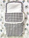 Saco Capazo Desmontable combinado con tejidos Vichy negro Cuadro Mediano y plumeti blanco
