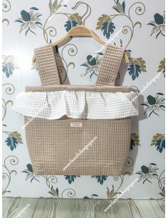 Bolso Pocket Cremallera Waffle  camel y Volante Waffle blanco