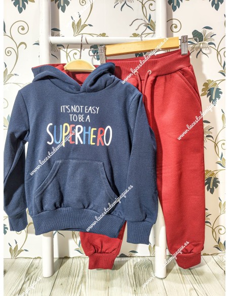 Chándal Superhero Marino-Burdeos