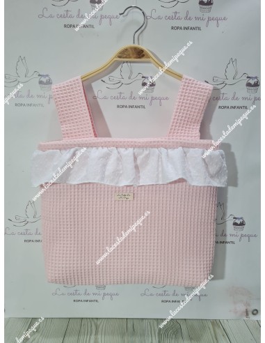 Pack Bolso, Cubrecapazo y Saco Desmontable Waffle Rosa Combi Plumeti Blanco