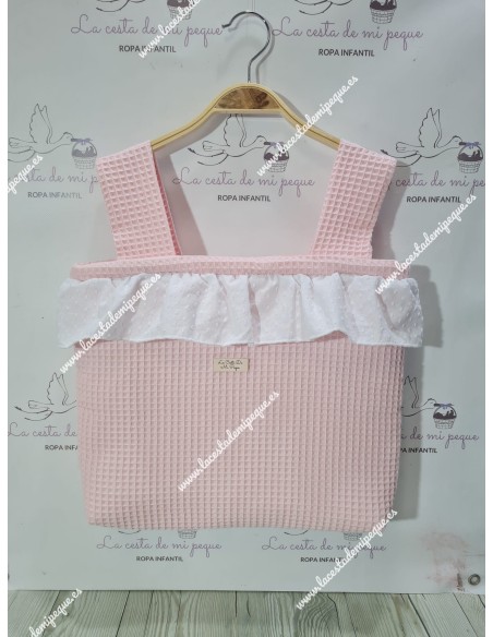 Pack Bolso, Cubrecapazo y Saco Desmontable Waffle Rosa Combi Plumeti Blanco