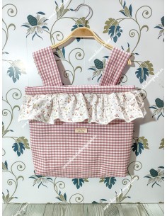 Bolso pocket Cremallera y Funda Universal Vichy Maquillaje Cuadros-P Combi Flores y hojas rosa Volante 2