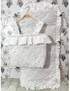 Bolso Cremallera y Funda Universal Flores Camel Combi Bambula blanca Volante