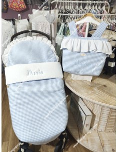 Saco Universal Vichy Celeste Cuadros-P Combi bambula blanca 2
