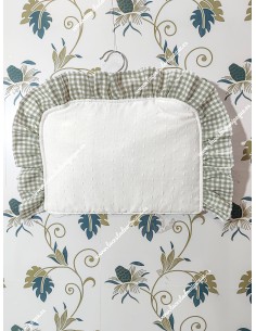 Salvababas Capazo Plumeti Blanco volante vichy verde oliva cuadro pequeño