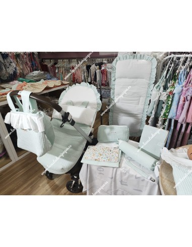 Saco Universal Waffle Verde Agua Combi Plumeti Blanco