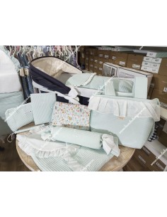 Saco Capazo Desmontable Waffle Verde Agua y Plumeti blanco 2