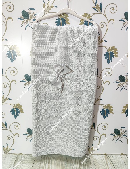 Toquilla Lana gris lazo raso