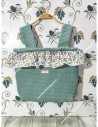 Bolso Pocket Cremallera Waffle Verde Jade Volante flores