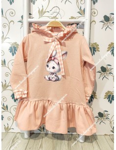 Vestido Rosa Conejita Capucha 2